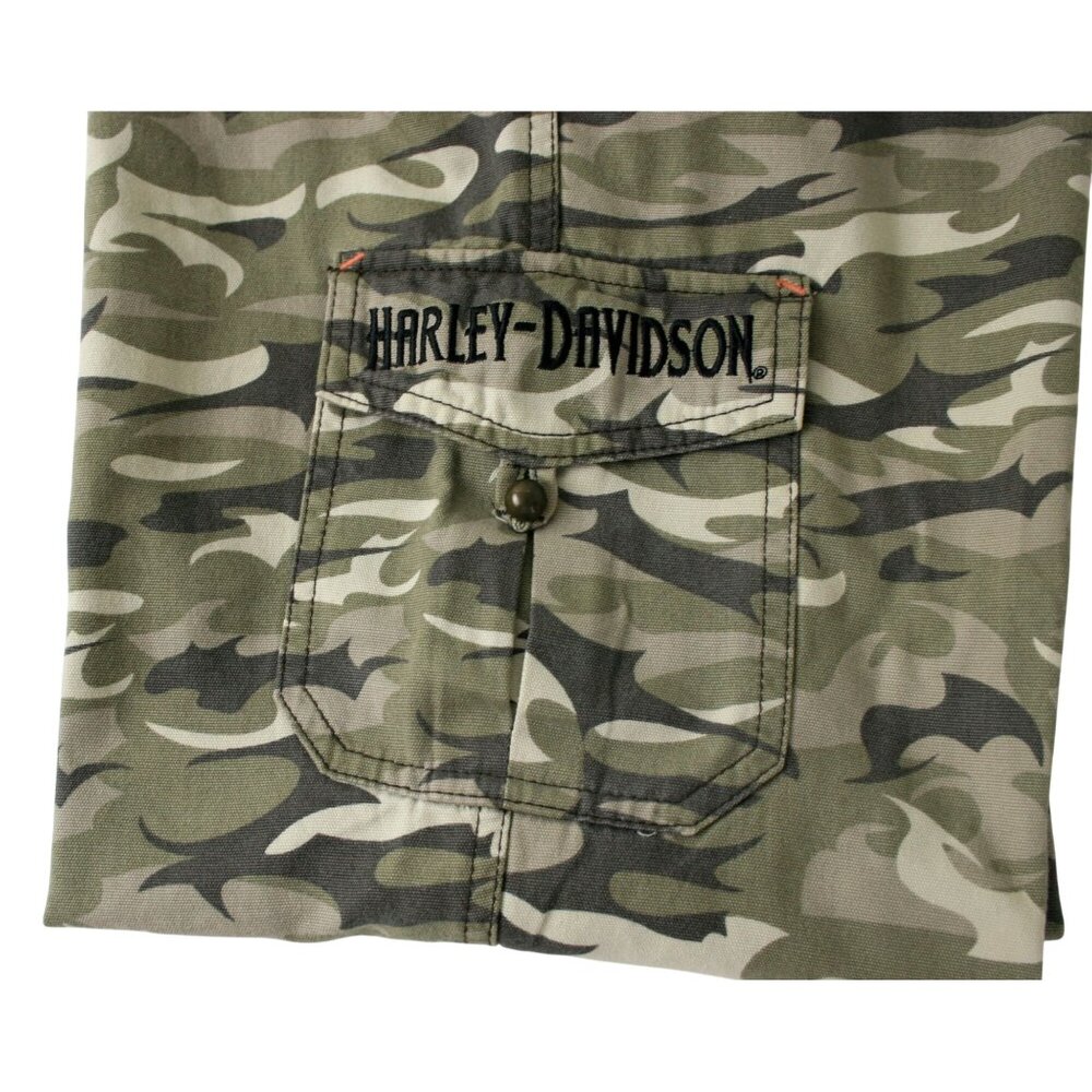 Harley-Davidson Camouflage Cargo Pants Women's Size 8 Cotton Blend Army Green - Picture 2 of 12